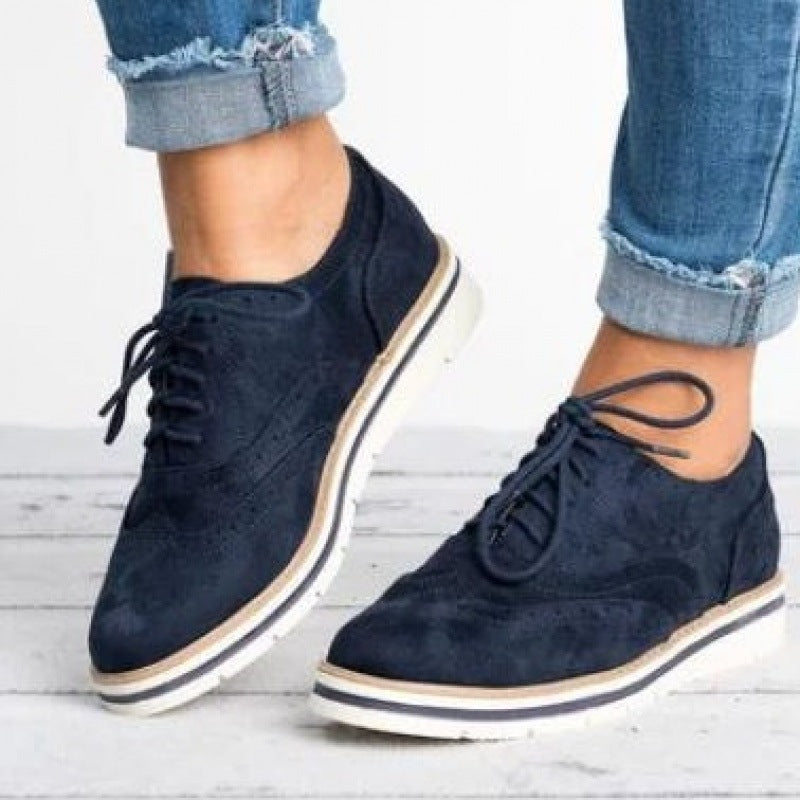 Noor | Womens Brogues Lace Up Flat Leather Shoes Loafers Oxford