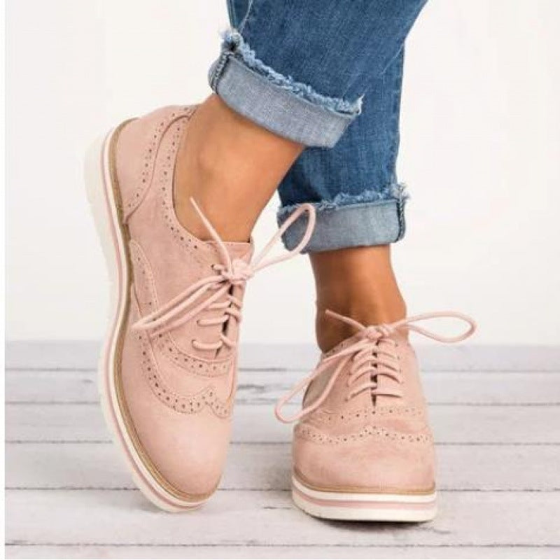 Noor | Womens Brogues Lace Up Flat Leather Shoes Loafers Oxford