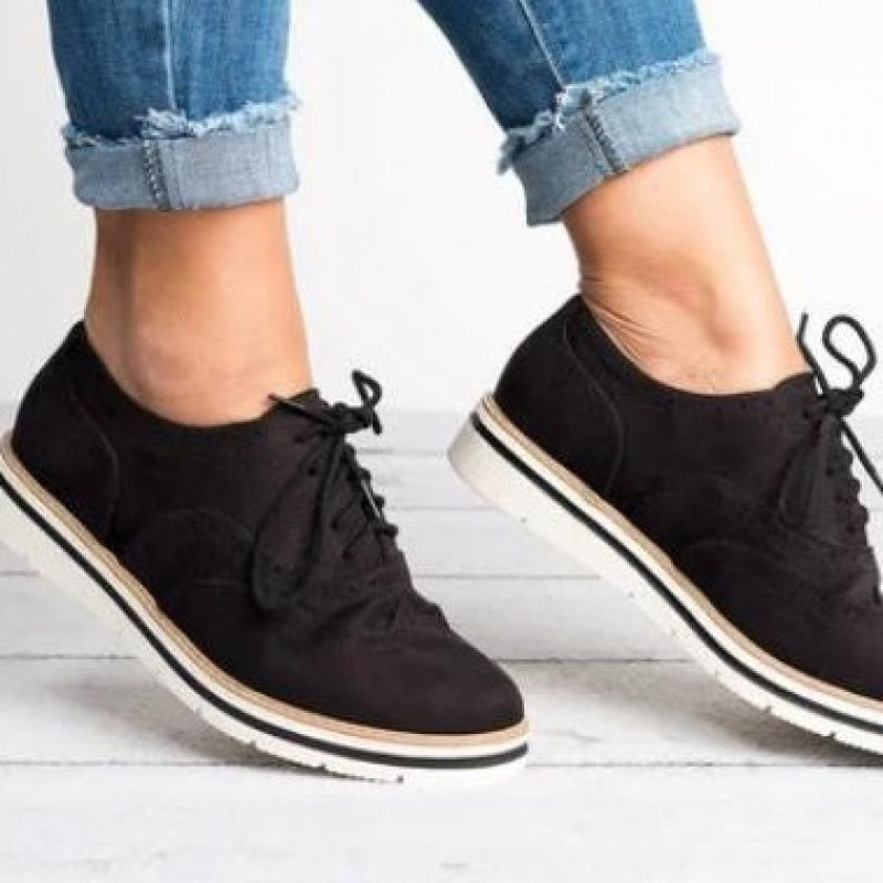 Noor | Womens Brogues Lace Up Flat Leather Shoes Loafers Oxford