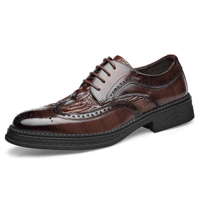 Baxter | Mens Leather Brogue Business Formal Casual Wedding Shoes - 6