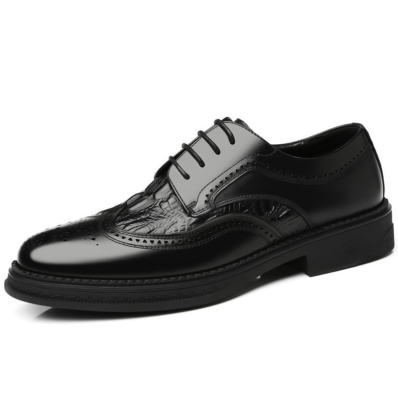 Baxter | Mens Leather Brogue Business Formal Casual Wedding Shoes - 5