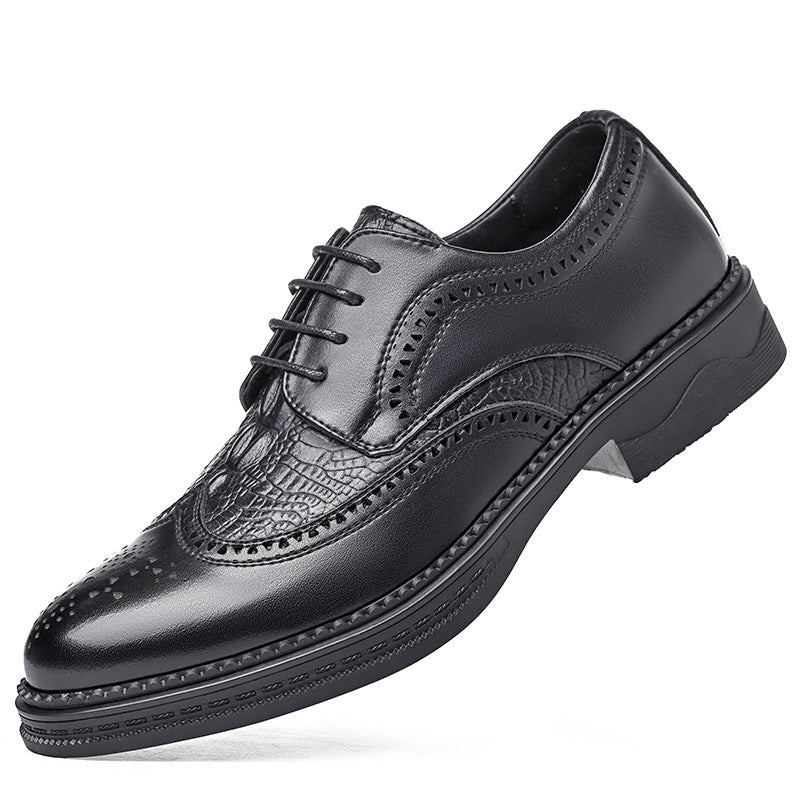 Baxter | Mens Leather Brogue Business Formal Casual Wedding Shoes - 1