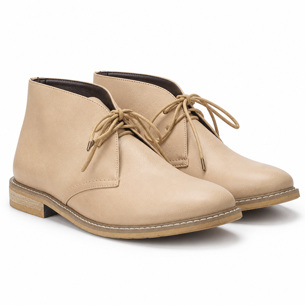 Leland | Mens Suede Desert Chukka Ankle Retro Boots Beige packshot