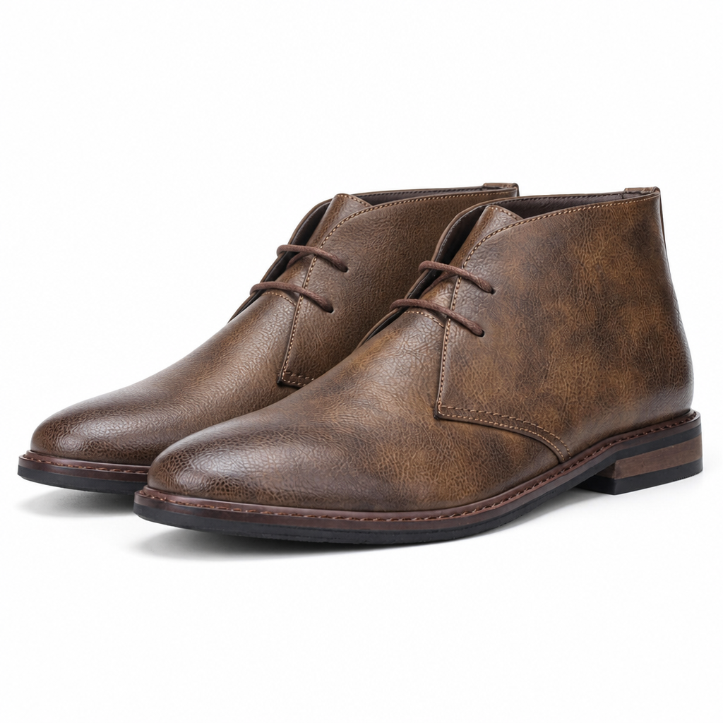 Leland | Mens Suede Desert Chukka Ankle Retro Boots Brown packshot