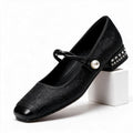 Juliette | Womens Mary Jane Ballet Flats Flat Shoes Black packshot