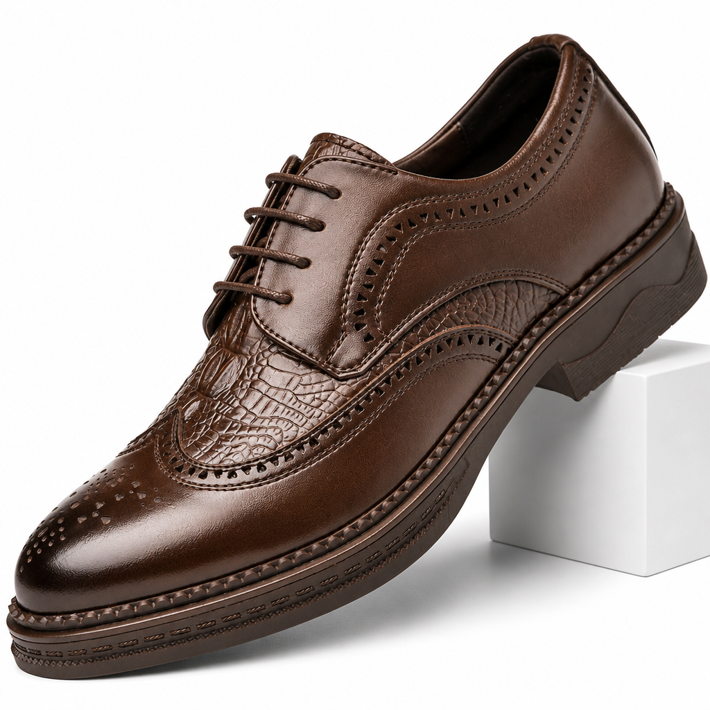 Baxter | Mens Leather Brogue Business Formal Casual Wedding Shoes Brown packshot