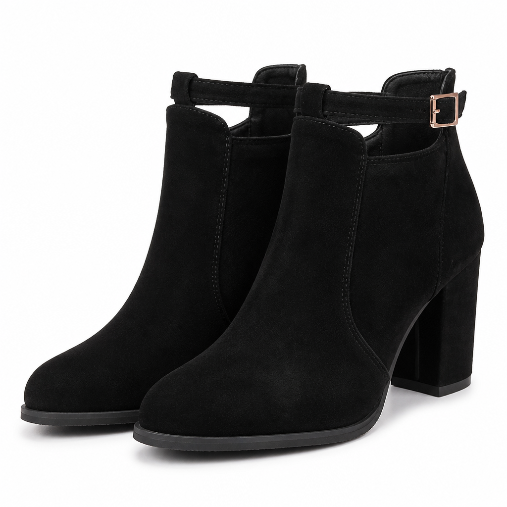 Vesper | Womens Chelsea Boots Chunky Heel British Ankle Boots Black packshot