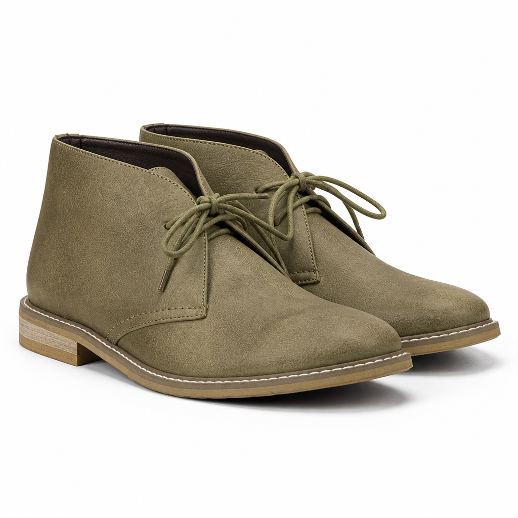 Leland | Mens Suede Desert Chukka Ankle Retro Boots Khaki packshot