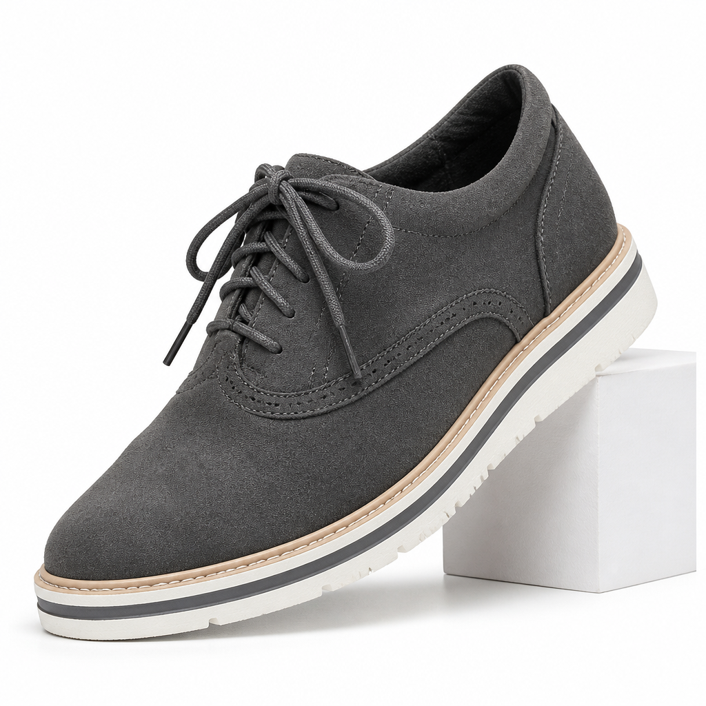 Noor | Womens Brogues Lace Up Flat Leather Shoes Loafers Oxford Dark Gray packshot