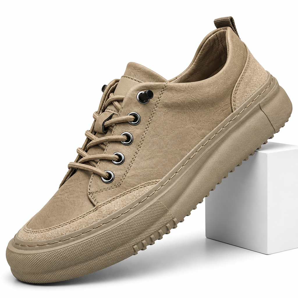Ferris | Mens Leather Vintage Casual British Round Toe Shoes Khaki packshot