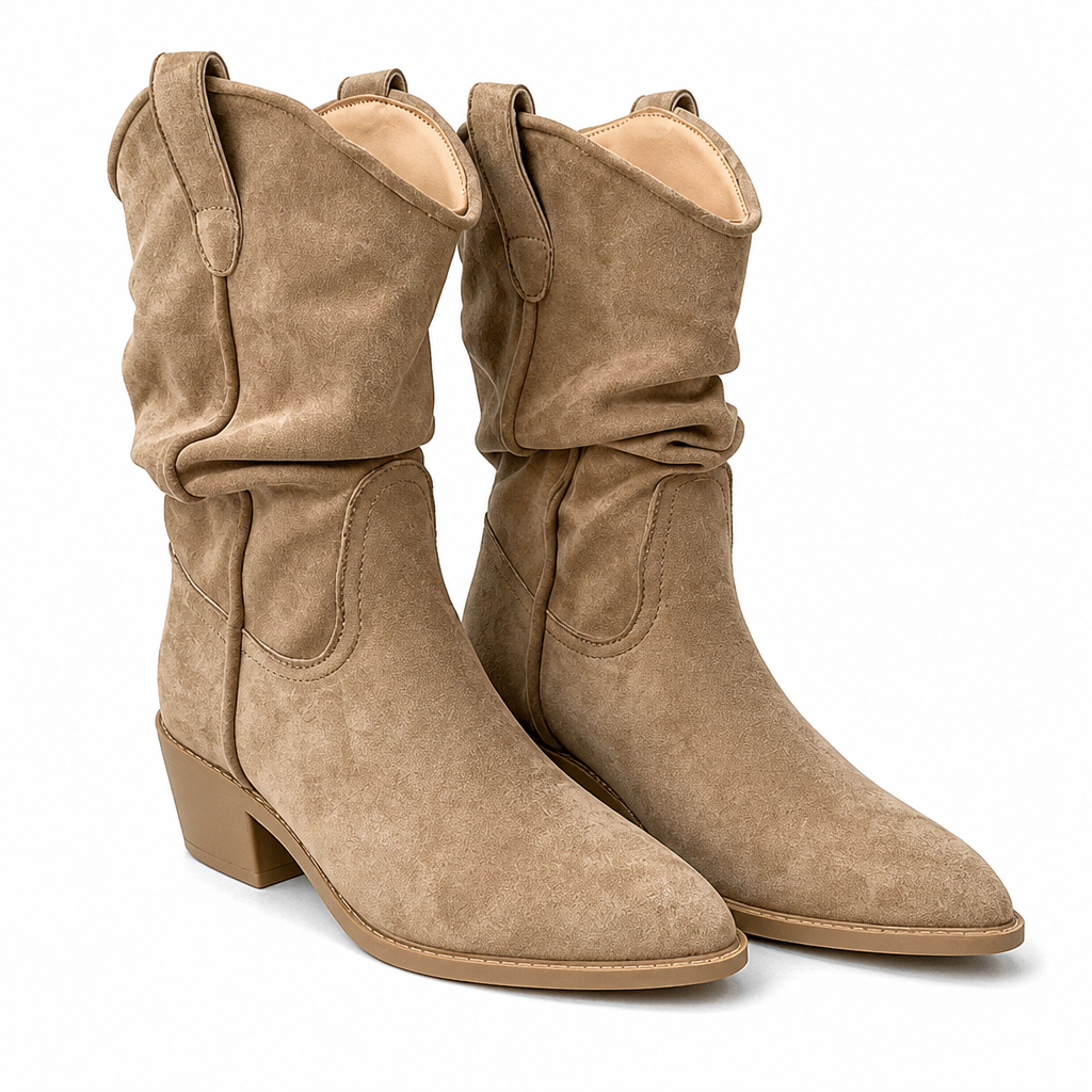 Beatrix | Womens Riding Boots Suede Pointed Toe Chunky Heel Knee High Boots Khaki 2 packshot
